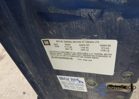 2006 Chevrolet Impala Lt из США, поврежденный, VIN 2G1WT55K369308196